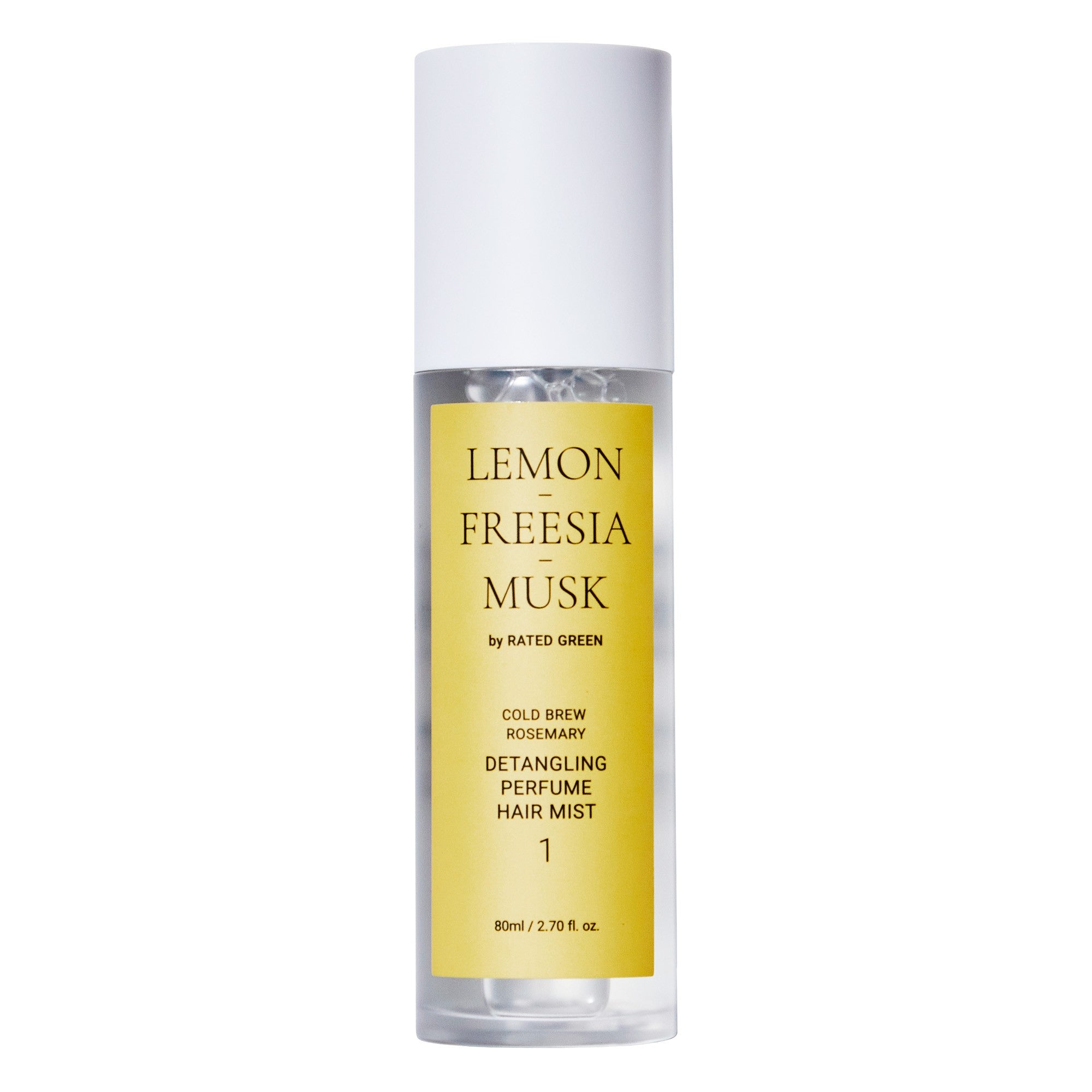 Mist vegan pentru descurcarea părului Rated Green Detangling Perfume Hair Mist 01 (LEMON-FREESIA-MUSK) 80ml