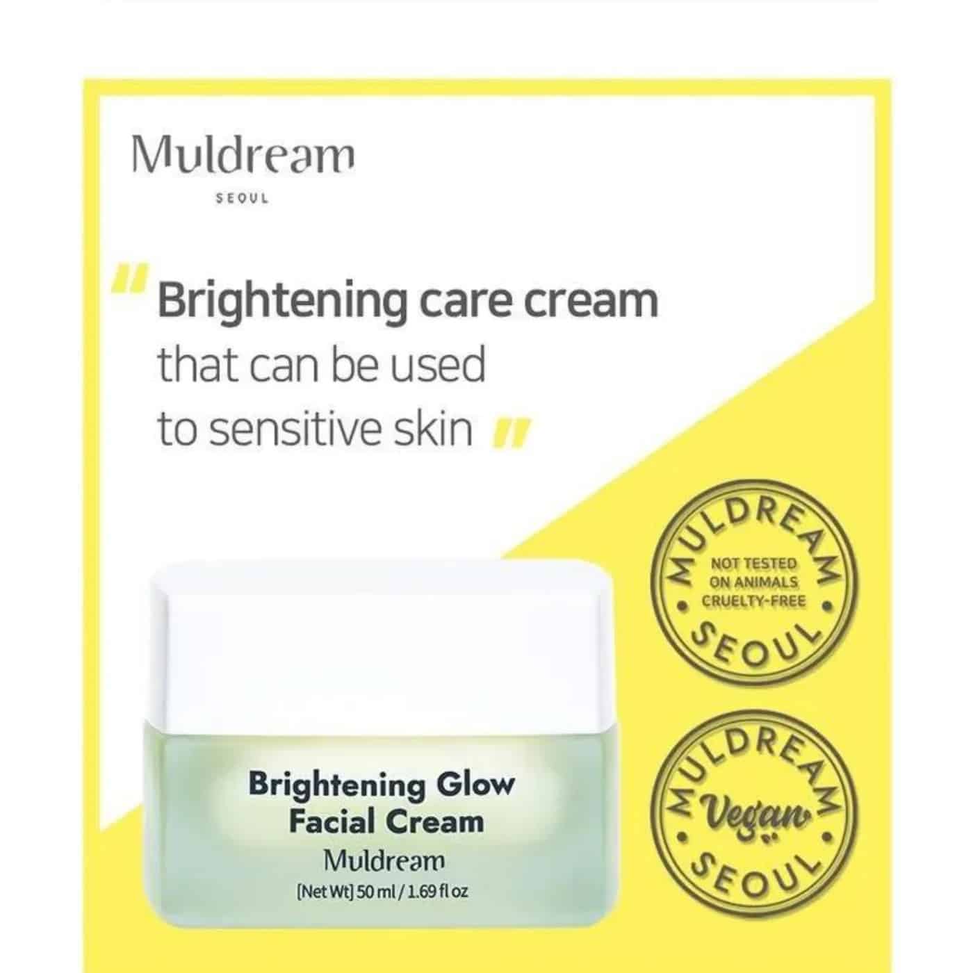 Cremă vegană pentru luminozitate cu AHA și Vit. C Muldream Brightening Glow Facial Cream 50ml