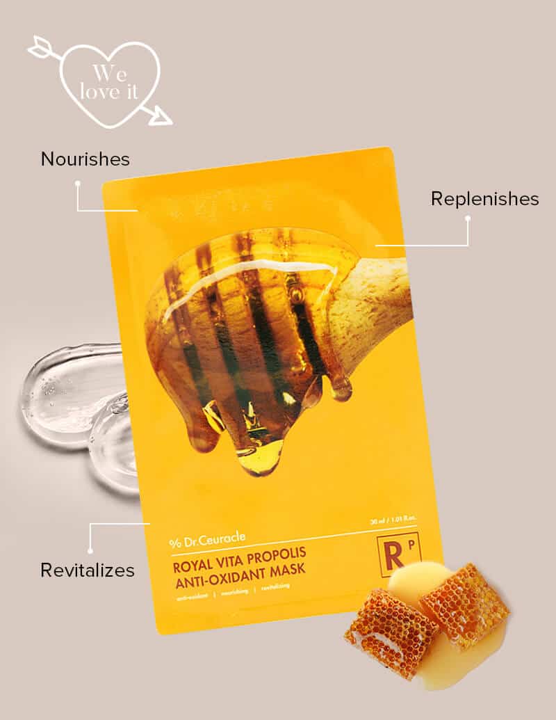 Set măști pentru luminozitate Dr Ceuracle Royal Vita Propolis Anti-Oxidant Mask - 10 ea