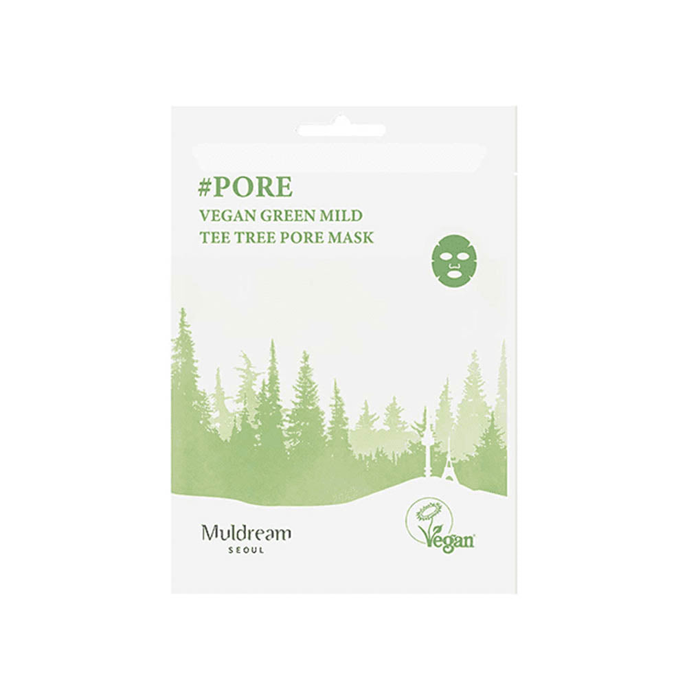 Set măști calmante vegane Muldream vegan green mild Tee Tree pore mask Set 10ea