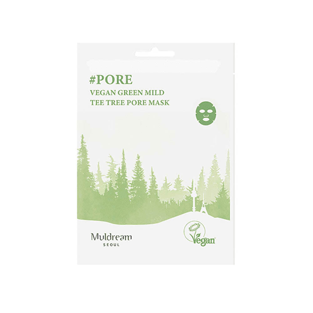 Mască calmantă vegană Muldream vegan green mild Tee Tree pore mask