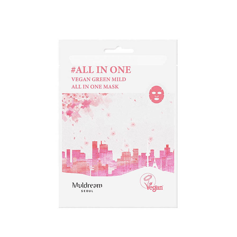 Set măști hidratante vegane Muldream vegan green mild All In ONE mask Set 10ea