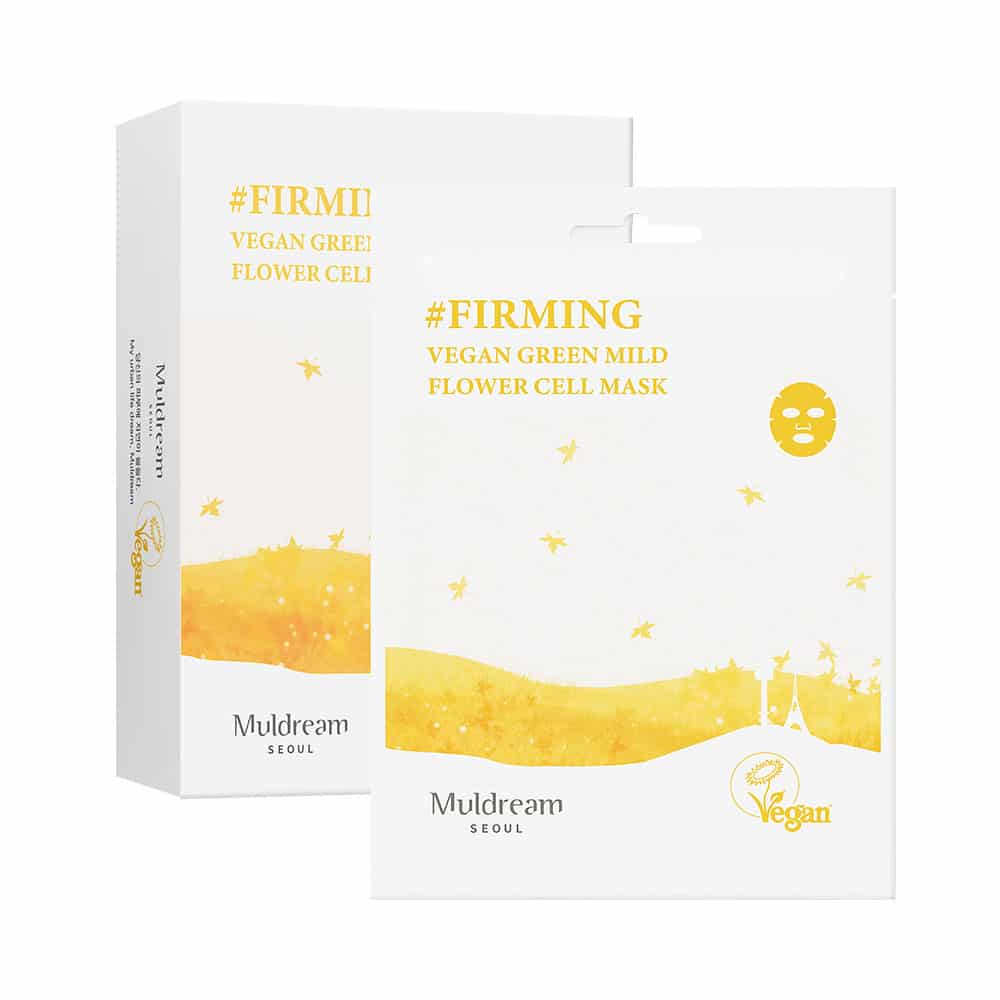 Set măști pentru luminozitate vegană Muldream Vegan Green Mild Flower Cell Mask Set 10ea