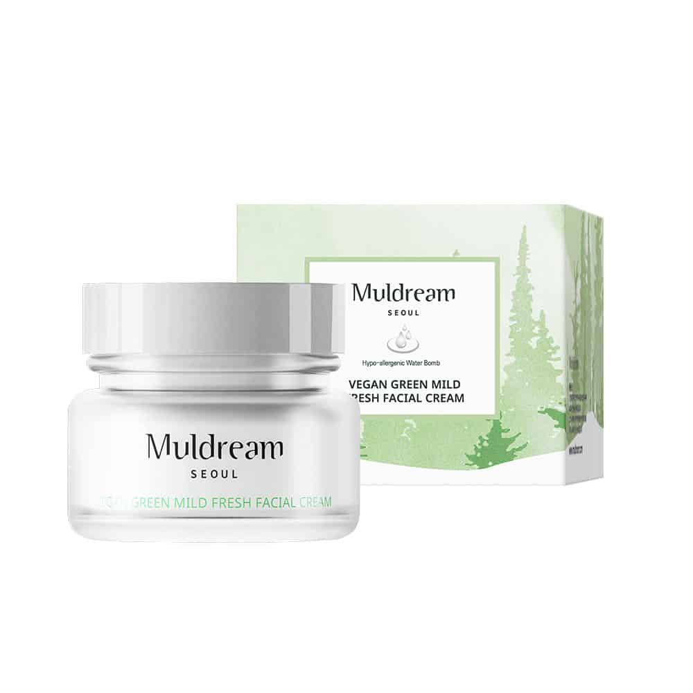 Cremă hidratantă pt. ten gras Muldream Vegan Green Mild Fresh Facial Cream