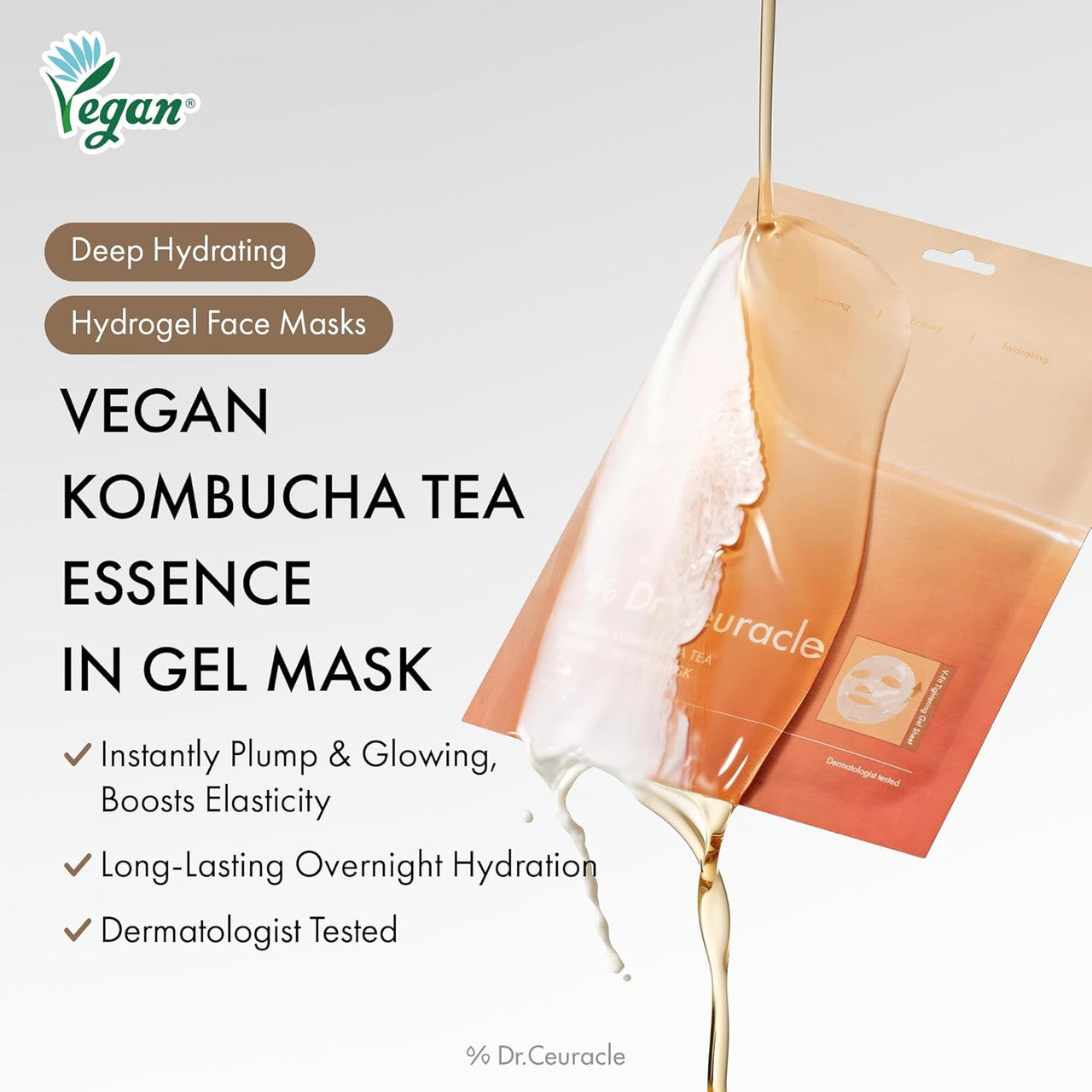 Mască hidrogel cu efect de lifting Dr. Ceuracle Vegan Kombucha Tea Essence In Gel Mask 36g