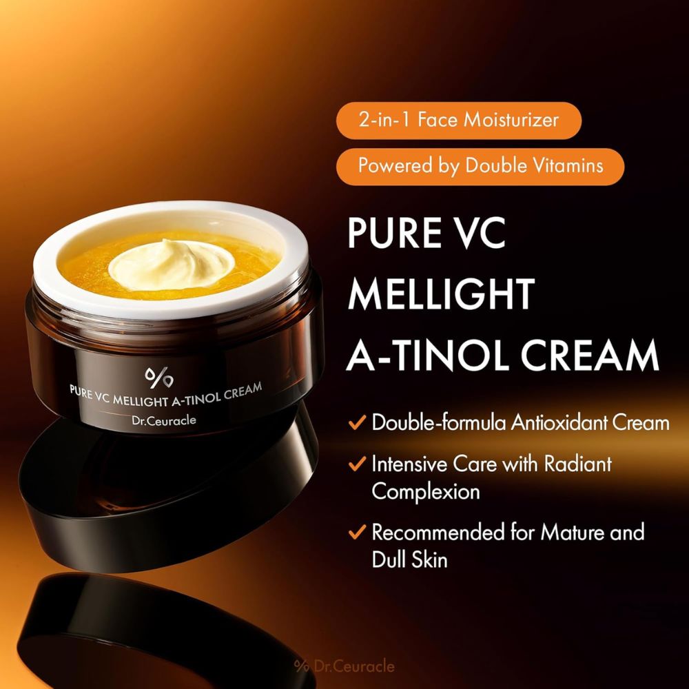 Cremă bifazică pentru luminozitate cu Retinol si Vitamina C Dr. Ceuracle Pure VC Mellight A-Tinol Cream 70g