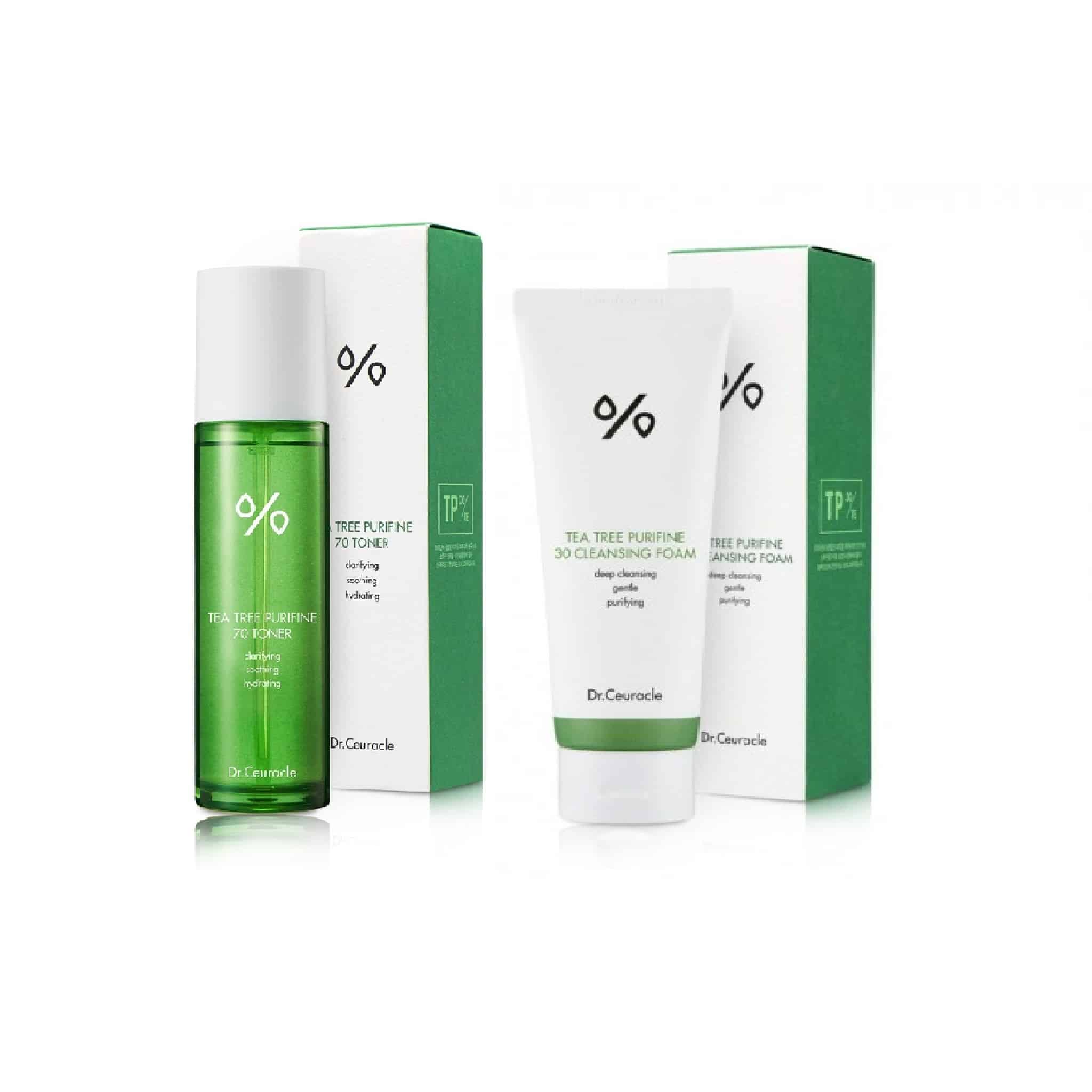 Set toner și spumă de curățare Dr. Ceuracle Tea Tree Purifine Duo Set    100ml/150g