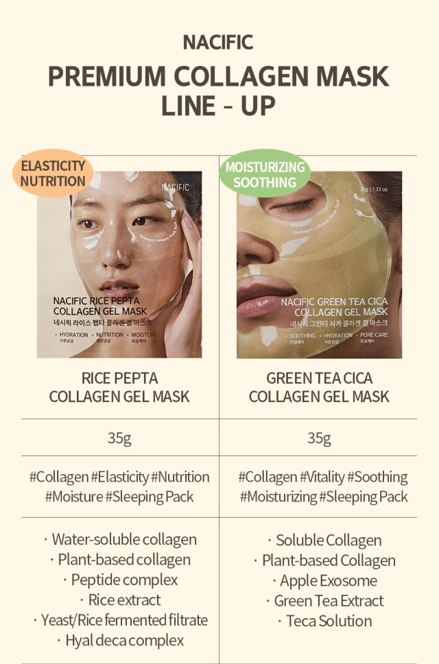 Mască cu colagen și ceai verde Nacific Green Tea Cica Collagen Gel Mask 35g/ea