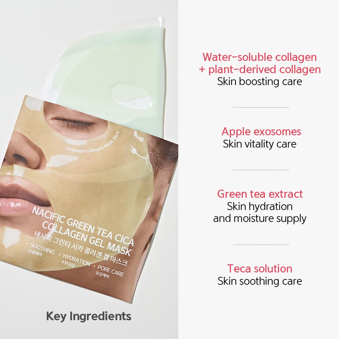 Mască cu colagen și ceai verde Nacific Green Tea Cica Collagen Gel Mask 35g/ea