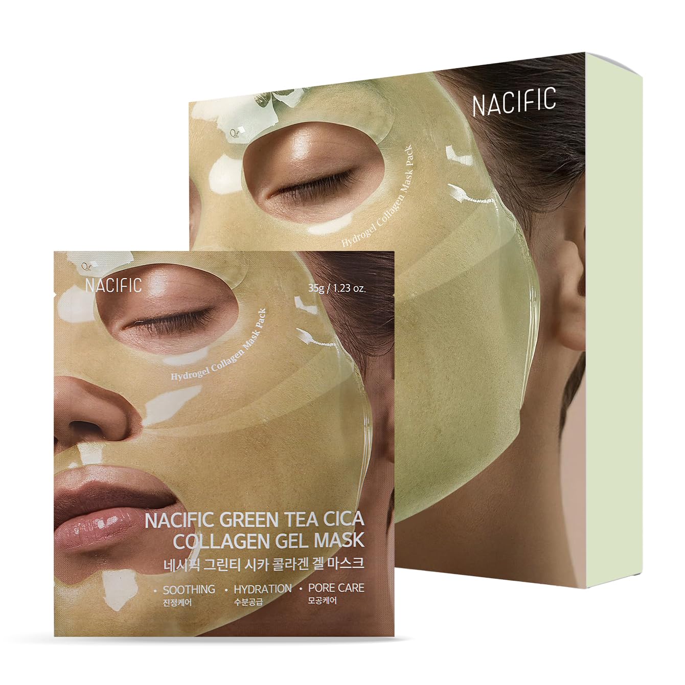 Mască cu colagen și ceai verde Nacific Green Tea Cica Collagen Gel Mask 35g/ea