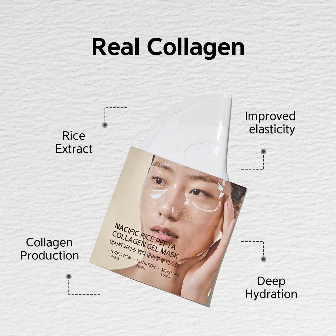 Set măști cu colagen și peptide Nacific Rice Pepta Collagen Gel Mask 35g* 4ea